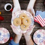 JarThenaAMCS 50Pcs Patriotic Paper Plates Red Blue Firework Disposable Plates 4th of July Party Plates for Independence Day Tableware Supplies, 9 Inch