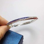 eartif 4th of July Bracelet USA American Flag Bracelet for Women Mens Sparkly Rhinestone Cuff Bracelet Red White and Blue Bracelets Patriotic Independence Day Bracelet Jewelry Gifts (Silver)