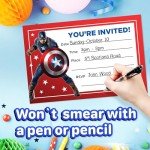 Set of 20 Super Soldier America -Themed Happy Birthday Invitation Cards & Envelopes - Lightweight (240g), Postcard Style Invites for the Perfect Party Pack