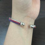eartif 4th of July Bracelet USA American Flag Bracelet for Women Mens Sparkly Rhinestone Cuff Bracelet Red White and Blue Bracelets Patriotic Independence Day Bracelet Jewelry Gifts (Silver)