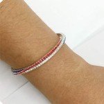 eartif 4th of July Bracelet USA American Flag Bracelet for Women Mens Sparkly Rhinestone Cuff Bracelet Red White and Blue Bracelets Patriotic Independence Day Bracelet Jewelry Gifts (Silver)