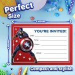 Set of 20 Super Soldier America -Themed Happy Birthday Invitation Cards & Envelopes - Lightweight (240g), Postcard Style Invites for the Perfect Party Pack