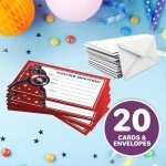 Set of 20 Super Soldier America -Themed Happy Birthday Invitation Cards & Envelopes - Lightweight (240g), Postcard Style Invites for the Perfect Party Pack