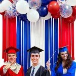 Red Blue White Party Decorations Ribbon Fabric Fringe Hanging Curtain Streamer Backdrop Balloon Garland for 4th of July American Independence Day USA National Day Patriotic Birthday Graduation Wedding