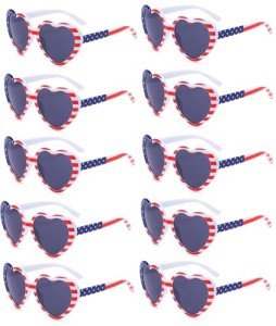 Eyegla Bulk American Sunglasses USA Flag Sunglasses Classic Patriotic Sunglasses 4th of July Party Supplies 10 Pack-Heart