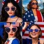 Eyegla Bulk American Sunglasses USA Flag Sunglasses Classic Patriotic Sunglasses 4th of July Party Supplies 10 Pack-Heart
