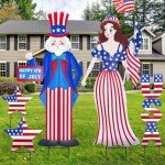 Anglechic 5 Pcs Metal 4th of July Yard Sign Decorations, Large Independence Day Star USA Yard Stake Memorial Day Metal Patriotic Lawn Sign for Garden Decor Outdoor Lawn Decorations, 14 x 28''