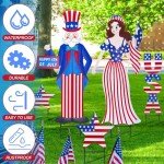 Anglechic 5 Pcs Metal 4th of July Yard Sign Decorations, Large Independence Day Star USA Yard Stake Memorial Day Metal Patriotic Lawn Sign for Garden Decor Outdoor Lawn Decorations, 14 x 28''