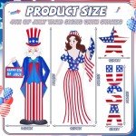 Anglechic 5 Pcs Metal 4th of July Yard Sign Decorations, Large Independence Day Star USA Yard Stake Memorial Day Metal Patriotic Lawn Sign for Garden Decor Outdoor Lawn Decorations, 14 x 28''