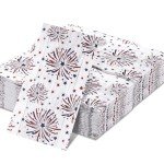 ​Quera 100 Pack Patriotic Guest Napkins Fireworks Paper Hand Towels 4th of July Party Supplies Stars Paper Napkins for Memorial Day Independence Day Kitchen Table Decoration, 4.3'' X 7.8''