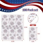 ​Quera 100 Pack Patriotic Guest Napkins Fireworks Paper Hand Towels 4th of July Party Supplies Stars Paper Napkins for Memorial Day Independence Day Kitchen Table Decoration, 4.3'' X 7.8''