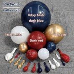Red White Blue Balloon Arch - Double Stuffed Navy Blue Dark Ruby Red Balloon Garland Kit with Latex Gold Color for Baby Shower Birthday Patriot Graduation Veterans Day Party Decoration