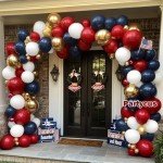 Red White Blue Balloon Arch - Double Stuffed Navy Blue Dark Ruby Red Balloon Garland Kit with Latex Gold Color for Baby Shower Birthday Patriot Graduation Veterans Day Party Decoration