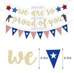 FHGG Military Going Away Party Decorations for Gold Glitter We are So Proud of You Banner American Flag Patriotic Soldier for 4th of July Veterans Day Memorial Day Themed Welcome Home