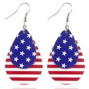 YINCUO Patriotic American Flag Earrings for Women 4th of July Leather Memorial Dangle Jewelry Independence Day Fourth of July Outfits Accessories