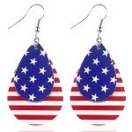 YINCUO Patriotic American Flag Earrings for Women 4th of July Leather Memorial Dangle Jewelry Independence Day Fourth of July Outfits Accessories