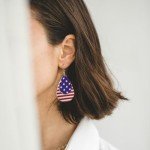 YINCUO Patriotic American Flag Earrings for Women 4th of July Leather Memorial Dangle Jewelry Independence Day Fourth of July Outfits Accessories