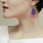 YINCUO Patriotic American Flag Earrings for Women 4th of July Leather Memorial Dangle Jewelry Independence Day Fourth of July Outfits Accessories
