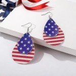 YINCUO Patriotic American Flag Earrings for Women 4th of July Leather Memorial Dangle Jewelry Independence Day Fourth of July Outfits Accessories