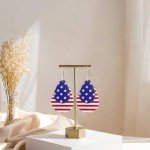 YINCUO Patriotic American Flag Earrings for Women 4th of July Leather Memorial Dangle Jewelry Independence Day Fourth of July Outfits Accessories