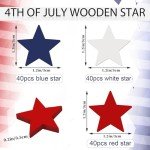 120 Pcs Wood Stars 4th of July Star Decor Patriotic Decor Wooden Stars for Crafts Red White and Blue Decorations Tabletop Decor for Memorial Day Flag Day Independence Day Labor Day Xmas (1.2 Inch)
