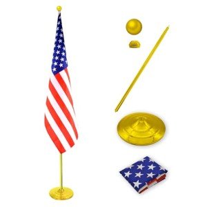 WJTQTBT Indoor Flag Pole Kit with Weighted & Thickened Base 6-8FT,Aluminum Commercial Indoor Flagpole for Office School City Hall,Heavy Duty Indoor Telescoping Flag Pole,Golden 1 Pack