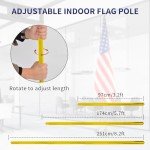 WJTQTBT Indoor Flag Pole Kit with Weighted & Thickened Base 6-8FT,Aluminum Commercial Indoor Flagpole for Office School City Hall,Heavy Duty Indoor Telescoping Flag Pole,Golden 1 Pack