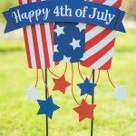 Glitzhome 30" H Patriotic Firecracker Yard Stake or Wall Décor,Happy 4th of July American Rocket Garden Sign for Independence Day Outdoor Lawn Patio Decor