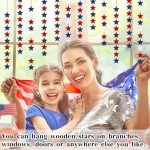 120 Pcs Wood Stars 4th of July Star Decor Patriotic Decor Wooden Stars for Crafts Red White and Blue Decorations Tabletop Decor for Memorial Day Flag Day Independence Day Labor Day Xmas (1.2 Inch)