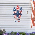 Glitzhome 30" H Patriotic Firecracker Yard Stake or Wall Décor,Happy 4th of July American Rocket Garden Sign for Independence Day Outdoor Lawn Patio Decor