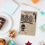 UDNADKEX BBQ Party Invitations with Envelopes, Summer Barbecue Cookout Party Invite Cards, Backyard BBQ Invites for Housewarming Birthday Party, 4"x6" Set of 20