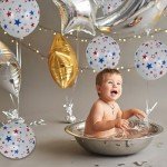 12 Inch Printed Star White Balloons, 50 Pcs Printed Blue Red Star Latex Balloon for 4th of July Decorations Happy Birthday Festival Anniversary Independence Day Decoration Baby Shower Party Supplies
