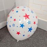 12 Inch Printed Star White Balloons, 50 Pcs Printed Blue Red Star Latex Balloon for 4th of July Decorations Happy Birthday Festival Anniversary Independence Day Decoration Baby Shower Party Supplies