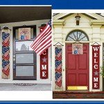 Tradder 3 Pcs Welcome 4th of July Banner Decorations Hanging American Flag Banners Red White Blue Patriotic Porch Sign Stars Stripes Independence Day Hanging Banner for Memorial Day Labor Party Decor