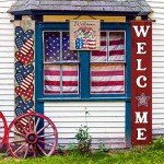 Tradder 3 Pcs Welcome 4th of July Banner Decorations Hanging American Flag Banners Red White Blue Patriotic Porch Sign Stars Stripes Independence Day Hanging Banner for Memorial Day Labor Party Decor