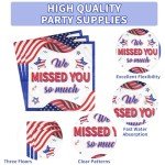 Grencian 96Pcs Military Welcome Home Decorations Veterans Day Plates Patriotic Paper Plates Disposable 350GSM Deployment Returning Party Tableware Set for Patriotic Army Homecoming Party, Serves 24