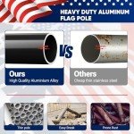 25 FT Sectional Flag Pole for Outside Inground, Heavy Duty Aluminum Flag Poles with 3'x 5' American Flag & Golden Ball Topper, Flag Pole Kit for Yard, Residential and Commercial, Black