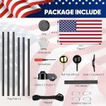 25 FT Sectional Flag Pole for Outside Inground, Heavy Duty Aluminum Flag Poles with 3'x 5' American Flag & Golden Ball Topper, Flag Pole Kit for Yard, Residential and Commercial, Black