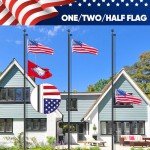 25 FT Sectional Flag Pole for Outside Inground, Heavy Duty Aluminum Flag Poles with 3'x 5' American Flag & Golden Ball Topper, Flag Pole Kit for Yard, Residential and Commercial, Black