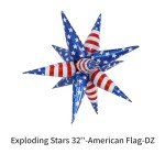 32inch Red White Blue Star Balloons 5 * 12 Pcs Foil Explosion Star Patriotic Balloons for Independence President MLK Day Patriotic Veterans Party Decoration