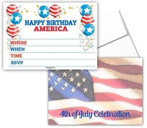 Stonehouse Collection 4th of July Invitations - 25 USA Party Invites with Envelopes - USA Made