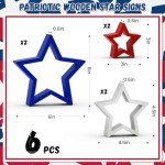 DECEED 6 PCS Patriotic Wooden Star Sign Table Decor 4th of July Centerpiece Star Tiered Tray Decoration for Independence Day Memorial Day (Red,Blue and White)