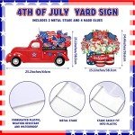 2 Psc 4th of July Yard Sign Patriotic Decorations Outdoor Memorial Day Welcome Sign with Stakes Weatherproof Independence Day Truck Yard Sign Flower Home Yard Decor for Garden Lawn