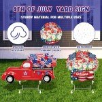 2 Psc 4th of July Yard Sign Patriotic Decorations Outdoor Memorial Day Welcome Sign with Stakes Weatherproof Independence Day Truck Yard Sign Flower Home Yard Decor for Garden Lawn