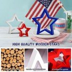 DECEED 6 PCS Patriotic Wooden Star Sign Table Decor 4th of July Centerpiece Star Tiered Tray Decoration for Independence Day Memorial Day (Red,Blue and White)