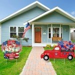 2 Psc 4th of July Yard Sign Patriotic Decorations Outdoor Memorial Day Welcome Sign with Stakes Weatherproof Independence Day Truck Yard Sign Flower Home Yard Decor for Garden Lawn