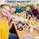 DECEED 6 PCS Patriotic Wooden Star Sign Table Decor 4th of July Centerpiece Star Tiered Tray Decoration for Independence Day Memorial Day (Red,Blue and White)