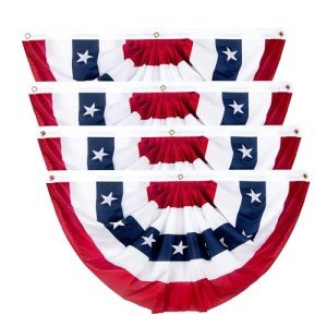 2 x 4 Ft American Bunting Flags Outdoor, US Flag Bunting for Outside, Patriotic Half Fan Bunting Flag with Brass Grommets for 4th of July Indoor Outdoor (Set of 4)