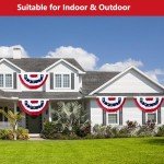 2 x 4 Ft American Bunting Flags Outdoor, US Flag Bunting for Outside, Patriotic Half Fan Bunting Flag with Brass Grommets for 4th of July Indoor Outdoor (Set of 4)