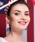 4th of July Earrings for Women Beaded Patriotic American Flag Star Drop Dangle Earrings Handmade Independence Day 4th of July Jewelry Accessories Outfits Gifts (Letter)